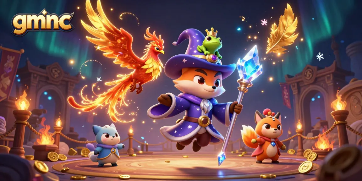 Experience gmnc through a vibrant casino-themed illustration with mystical characters and dynamic gaming elements.