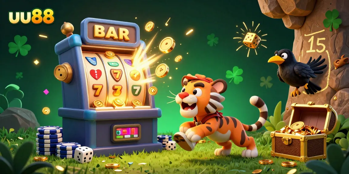 Engaging scene of uu88 with caveman and sabertooth at a vibrant casino, highlighting exciting jackpots.