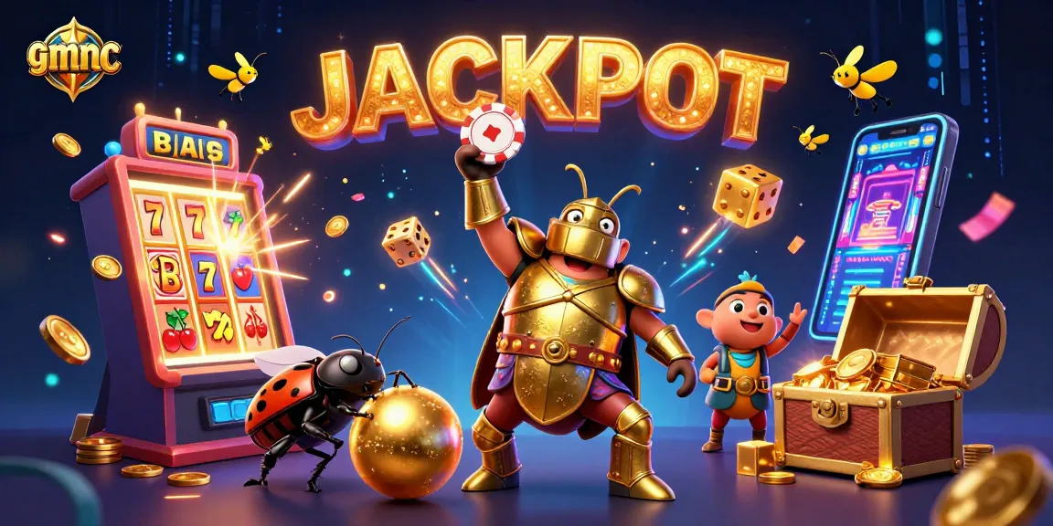 Engage in gaming mastery with gmnc, featuring exciting jackpot scenes and vibrant casino elements.