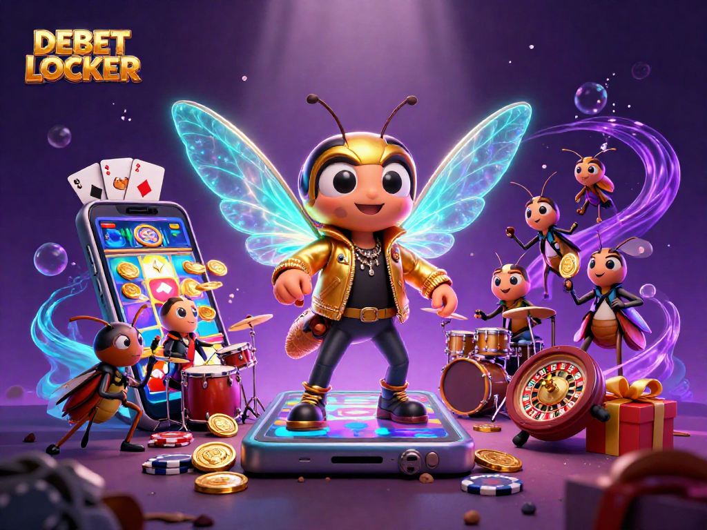 Experience vibrant action with DEBET LOCKER amidst 3D animated casino elements that sparkle and captivate.