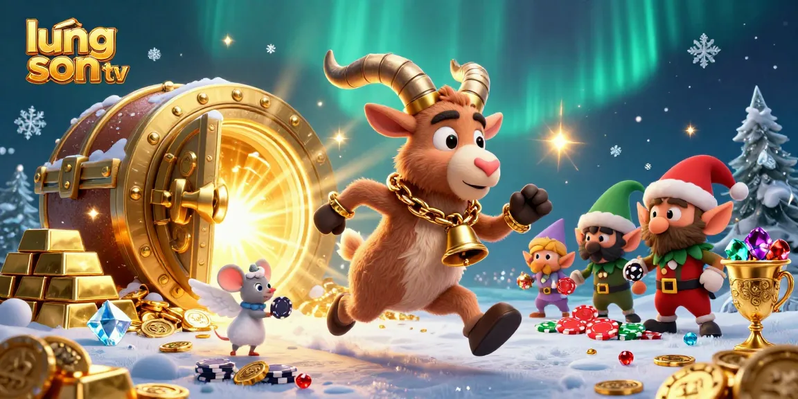 Experience the thrilling action at lương sơn tv's vibrant casino, where festive characters engage in playful gambling excitement.