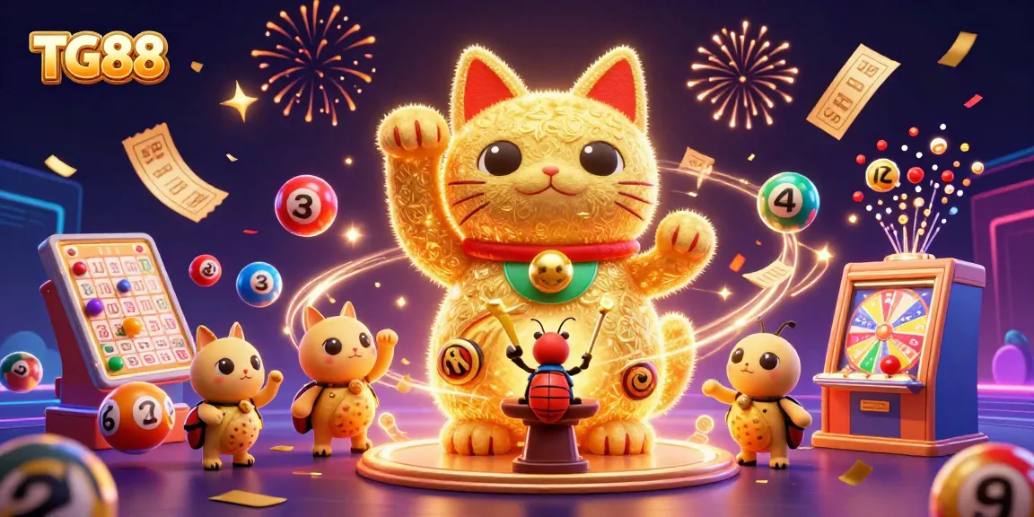 Experience thrilling moments at TG88, witnessing a vibrant scene of golden fireflies and casino symbols.