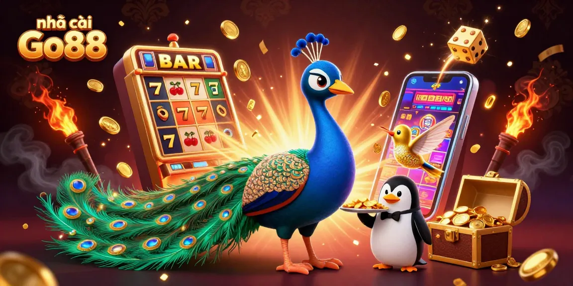Experience vibrant gaming with nhà cái Go88, featuring a colorful scene of animated casino characters.