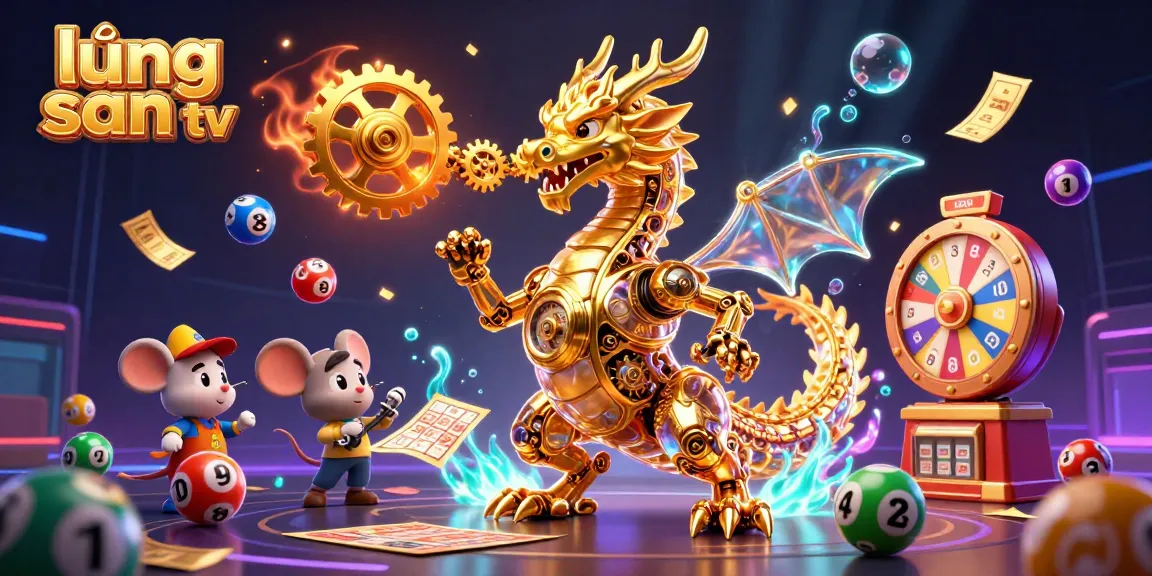 Engage with lương sơn tv's vibrant world of online gambling, featuring a golden dragon in a dynamic scene of lottery excitement.