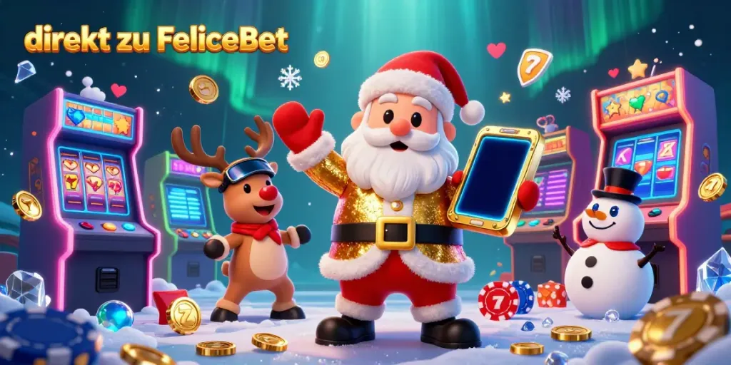Erlebe Spaß im Kasino mit dem Weihnachtsmann, Rentieren und einem Schneemann, direkt zu FeliceBet.