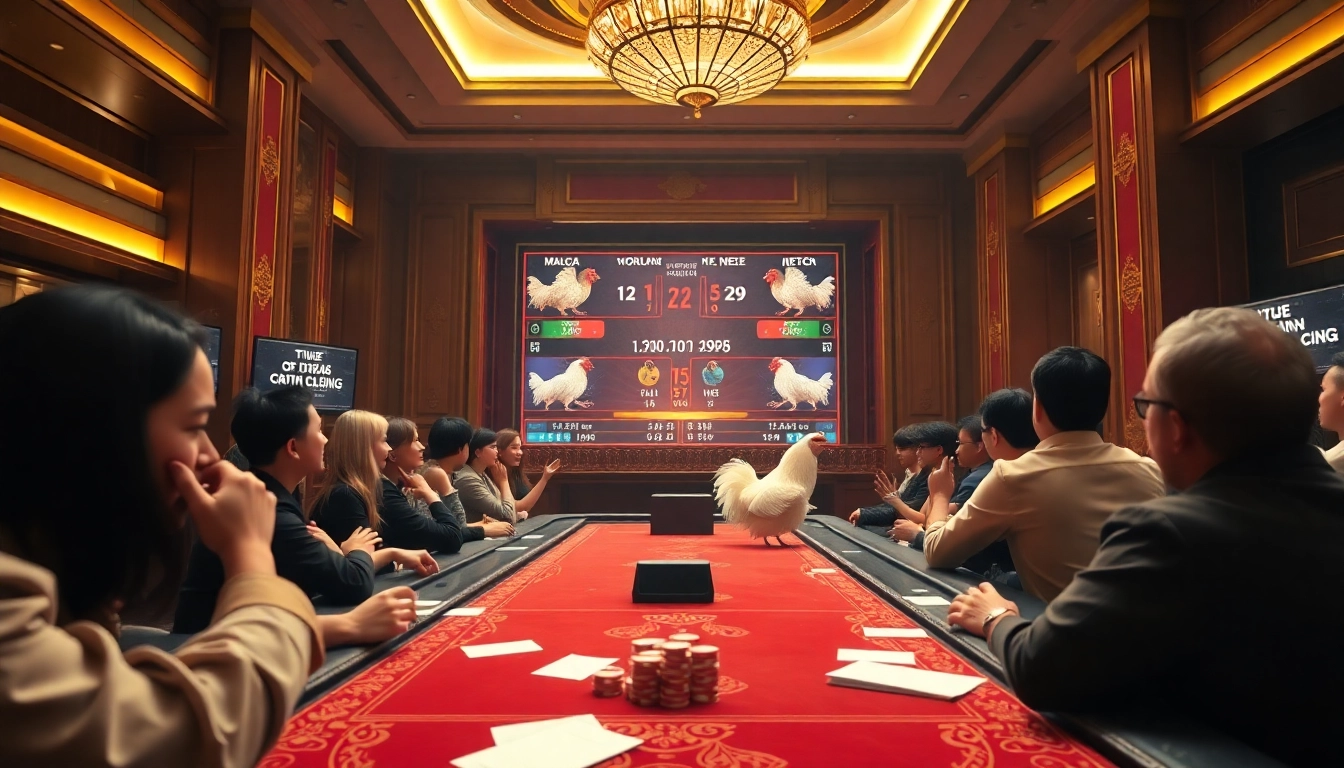 Exciting live betting action for bj66 đá gà at an upscale casino venue.
