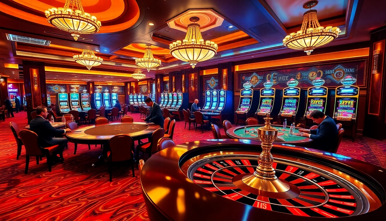 Experience the excitement of placing bets at https://tx88at.com/ in a luxurious casino setting, surrounded by vibrant gaming tables.