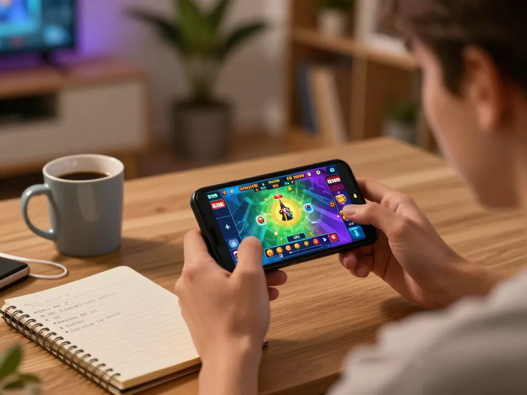Engaging in SC88 mobile casino gameplay on a smartphone in a cozy home setting.