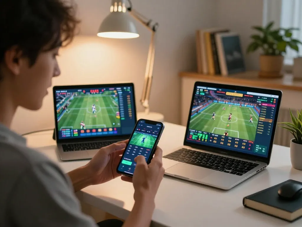 Betting on sports with va88 using mobile apps in a cozy home environment.