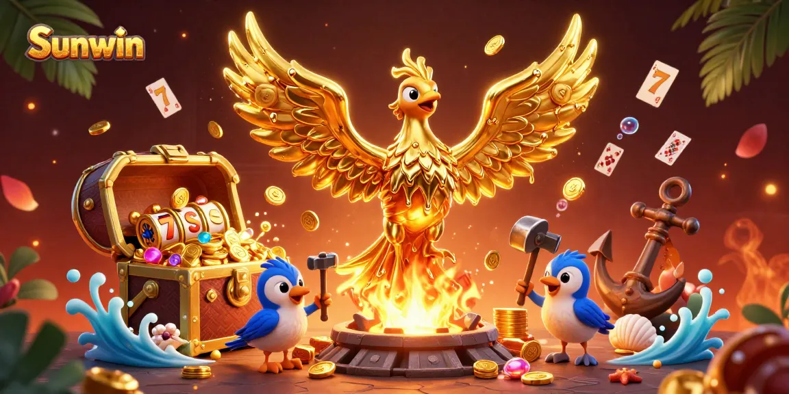 Engage with Sunwin's exhilarating casino action featuring a molten metal phoenix and dynamic gaming elements.