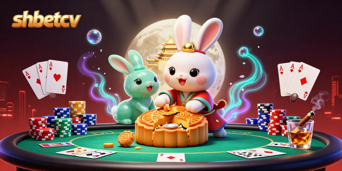 Engage in thrilling action at shbetcv with a lively illustration of gaming elements amidst an enchanting lunar scene.