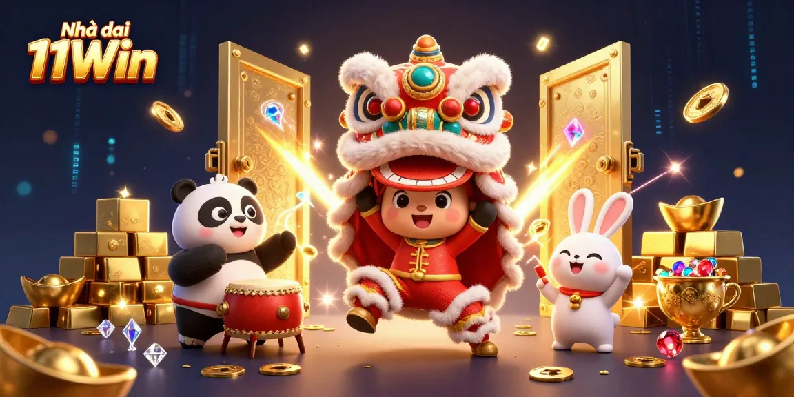 Experience excitement with Nhà cái 11Win's vibrant gambling scene featuring dancers and treasures.