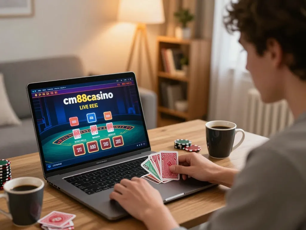 Engaging gameplay at cm88casino with a player enjoying live dealer blackjack from home.