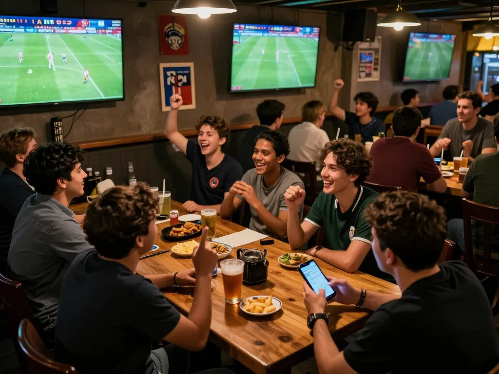 Socolive enhances the atmosphere as fans place bets on their smartphones during a thrilling soccer match.