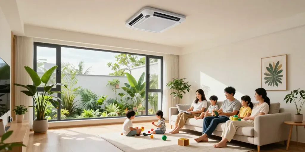 Was kostet eine Klimaanlage für ein Einfamilienhaus: Moderne Wohnsituation mit klimatisierter Raumgestaltung.
