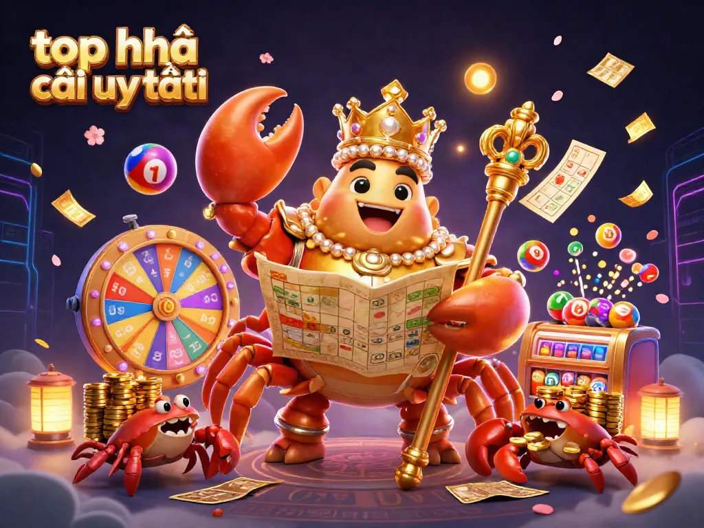 Engage with top nhà cái uy tín by exploring a golden crab emperor surrounded by vibrant casino elements.