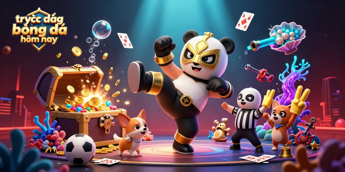 Experience trực tiếp bóng đá hôm nay with energetic animal spectators and vibrant sports betting elements in a lively 3D scene.