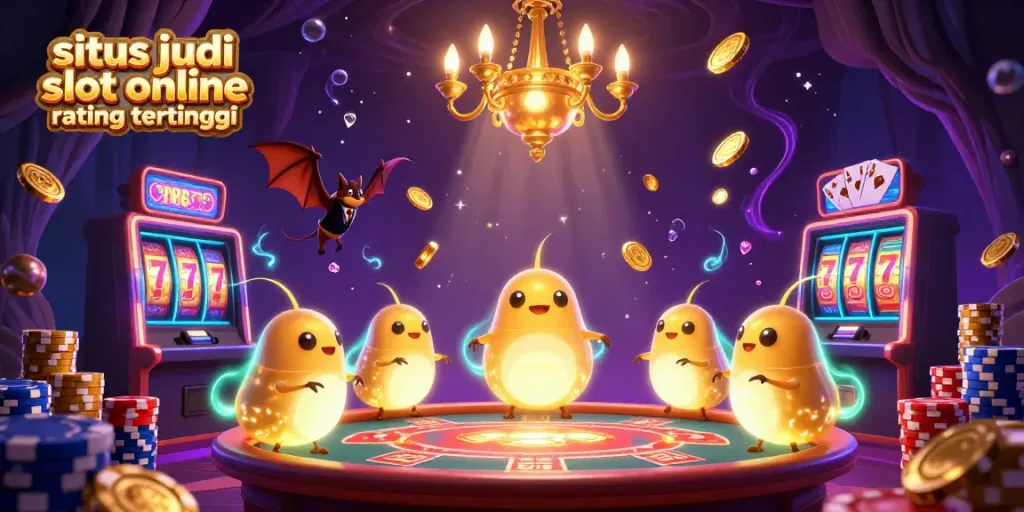 Kemenangan di situs judi slot online rating tertinggi dengan suasana kasino yang cerah dan menarik.