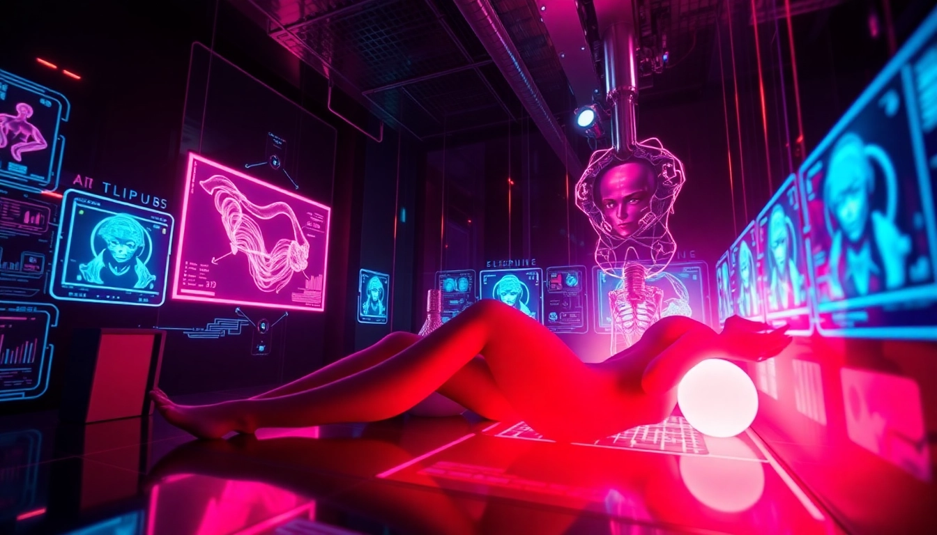 AI porn conceptual art showcasing futuristic digital landscapes and sensuality