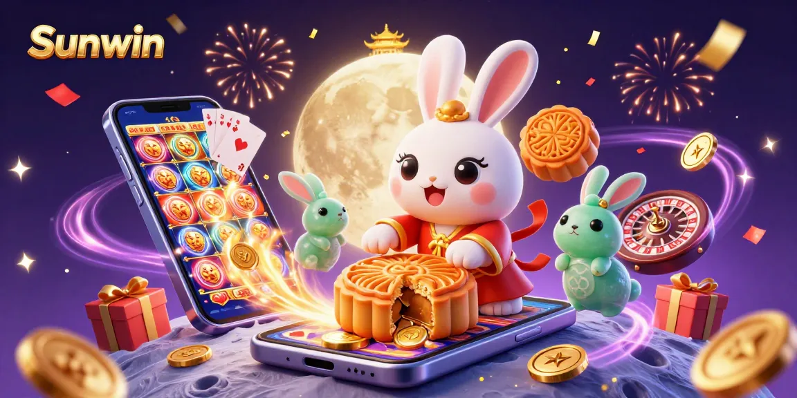 Experience Sunwin gaming thrills with unique moon rabbit characters in an engaging casino scene.