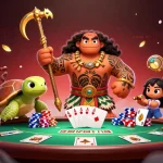 Experience thrilling poker action at Sunwin with a vibrant 3D casino illustration.