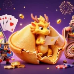 Engage with excitement on giaimanhacai featuring a golden fortune cookie scene showcasing vibrant casino elements.