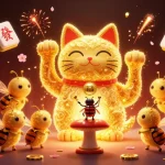 FLY88 showcases a vibrant lucky cat surrounded by casino symbols for an engaging gaming experience.