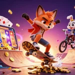 Experience excitement with 789K as fox and rabbit perform tricks over golden poker chips in a thrilling casino scene.