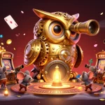 Experience luongson's exciting casino atmosphere with a clockwork owl and dynamic slot machines.